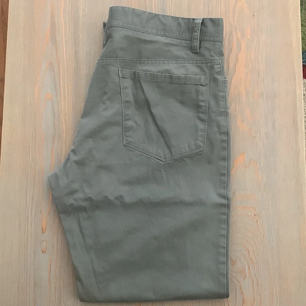 Perry Ellis Men's Casual 5 Pocket Twill Pants Grey Olive 34x30